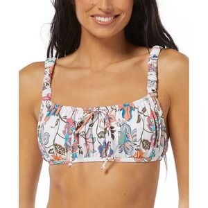 Women's SUNDAZED Ledia Floral Shirred Bikini Top Size 34 B/C New With Tags